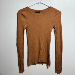 Express Tan Ribbed Knit Sweater